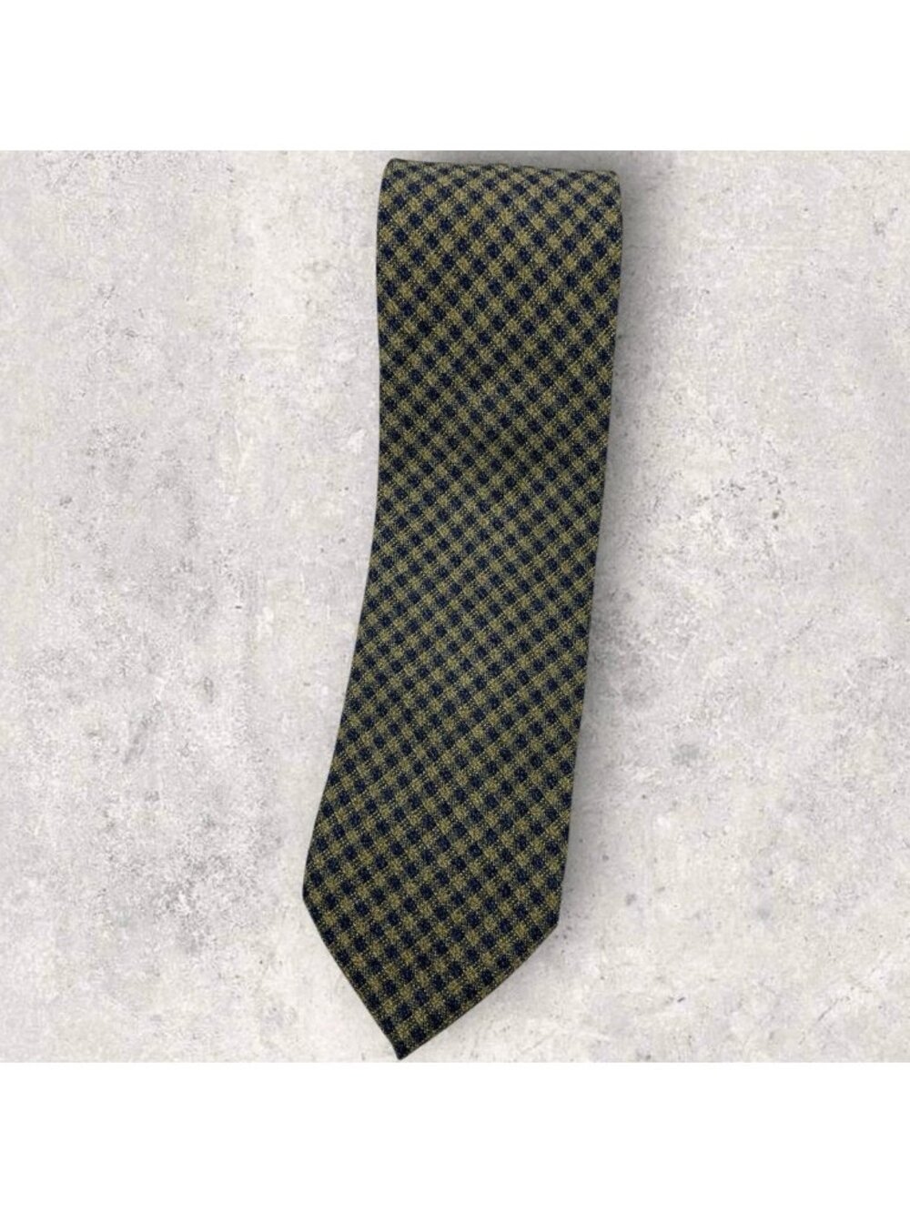 CHURCH'S Wool Tie ITALY Navy Beige Tartan W:3.6" EUC